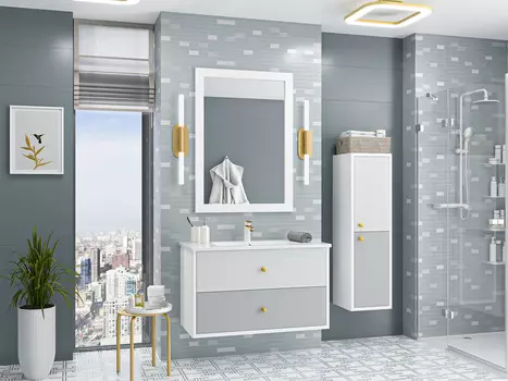 Мебель для ванной Brevita Анастейша 100 подвесная белая, серая