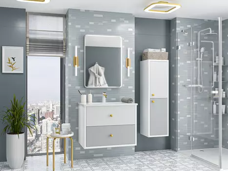 Мебель для ванной Brevita Анастейша 80 подвесная белая, серая