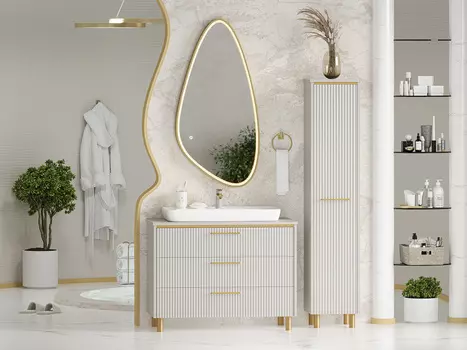 Мебель для ванной Brevita Elche 100 напольная, серый кашемир/золото