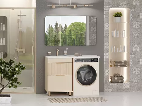 Мебель для ванной Brevita Enfida 60 напольная, под стиральную машину, бежевый