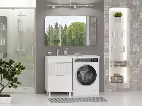 Мебель для ванной Brevita Enfida 60 напольная, под стиральную машину, белый