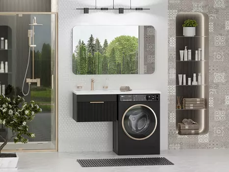 Мебель для ванной Brevita Enfida 60 подвесная, под стиральную машину, черный