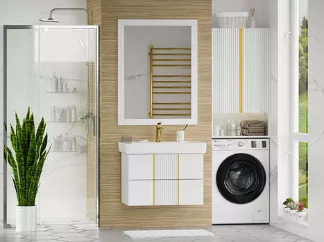 Мебель для ванной Brevita Vega 80 подвесная, белый/золото