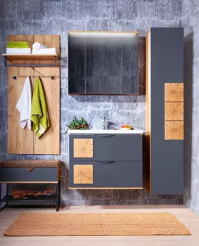 Мебель для ванной Бриклаер Форест 80 дуб золотой, антрацит