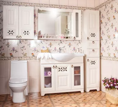 Мебель для ванной Бриклаер Кантри 105 бежевый дуб прованс (с одним шкафчиком Кантри 20)