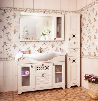 Мебель для ванной Бриклаер Кантри 120 бежевый дуб прованс (с одним шкафчиком)