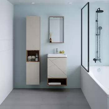 Мебель для ванной Бриклаер Кристалл 50 подвесная, дуб крафт табачный/латте