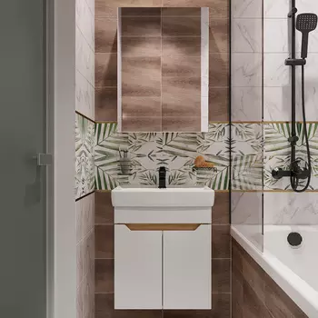 Мебель для ванной DIWO Архангельск 50 подвесная, дуб сонома/белый