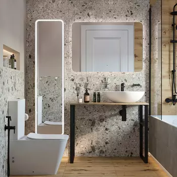 Мебель для ванной DIWO Элиста 100 напольная, черный муар/светлое дерево (раковина Moduo 55 Leaf)