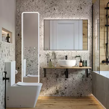 Мебель для ванной DIWO Элиста 100 подвесная, черный муар/светлое дерево (раковина Moduo 40 RING)