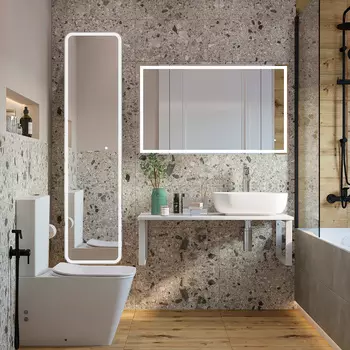 Мебель для ванной DIWO Элиста 100 подвесная, белый муар/белый мрамор (раковина Moduo 50 Square)