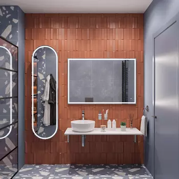 Мебель для ванной DIWO Элиста 120 подвесная, белый муар/белый мрамор (раковина Moduo 40 RING)