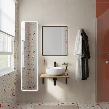 Мебель для ванной DIWO Элиста 60 подвесная, черный муар/светлое дерево (раковина Moduo 40 RING)