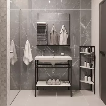 Мебель для ванной DIWO Смоленск 80 напольная, черный муар/северное дерево (раковина Como 80)