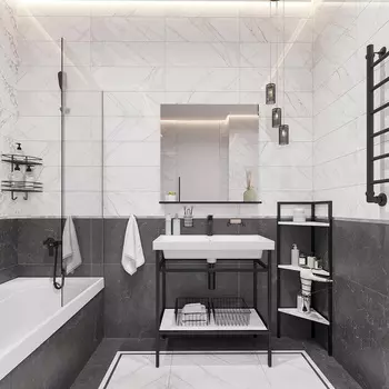 Мебель для ванной DIWO Смоленск 80 напольная, черный муар/северное дерево (раковина Moduo 80)