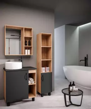 Мебель для ванной Grossman Флай 70 со столешницей, дуб сонома/серая