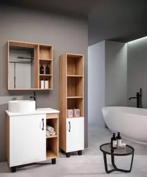 Мебель для ванной Grossman Флай 70 со столешницей, дуб сонома/белая