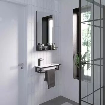 Мебель для ванной Grossman Метрис 50 105002 с правым полотенцедержателем, черная