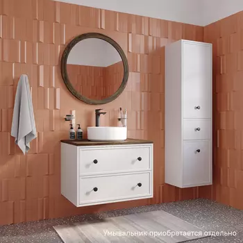 Мебель для ванной Iddis Torr 70 подвесная, со столешницей макадамия орех, белый матовый