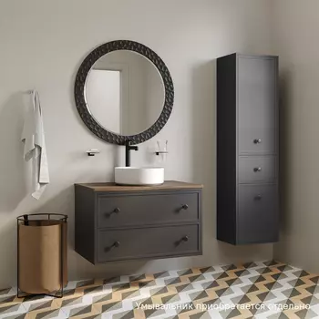 Мебель для ванной Iddis Torr 80 подвесная, со столешницей макадамия орех, темно-серый