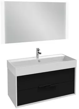 Мебель для ванной Jacob Delafon Vivienne 100 белый блестящий/черный сатин, ручки черные