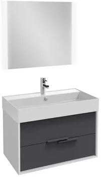 Мебель для ванной Jacob Delafon Vivienne 80 белый блестящий/насыщенный серый, ручки серые