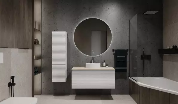 Мебель для ванной Jorno Cossety 100 подвесная, белый/Дуб Мавелла голд