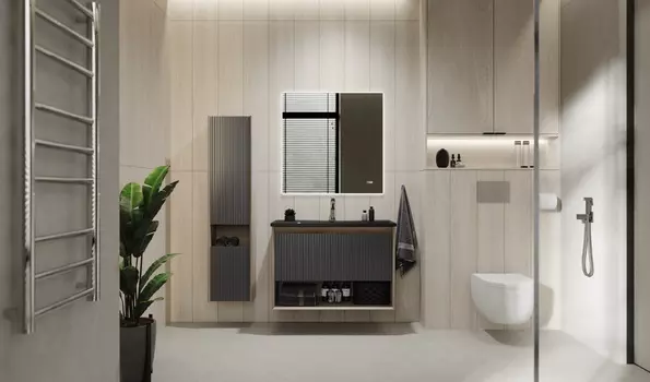 Мебель для ванной Jorno Tossony 90 подвесная, дуб самдал/антрацит