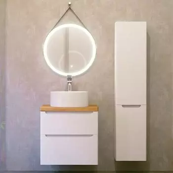 Мебель для ванной Jorno Wood 60, белая, светлая столешница