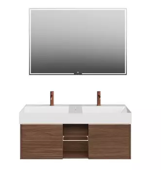 Мебель для ванной Kerama Marazzi Grande 120 подвесная, 2 ящика, открытая зона, структурированный орех