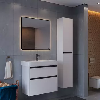 Мебель для ванной Lemark Combi 100 универсальная, белый глянец, черная планка
