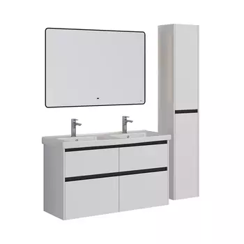 Мебель для ванной Lemark Combi 125 универсальная, белый глянец, черная планка