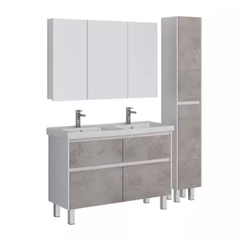 Мебель для ванной Lemark Combi 125 универсальная, бетон, белый глянец