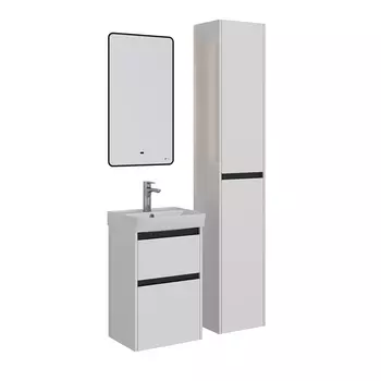 Мебель для ванной Lemark Combi 45 универсальная, белый глянец, черная планка