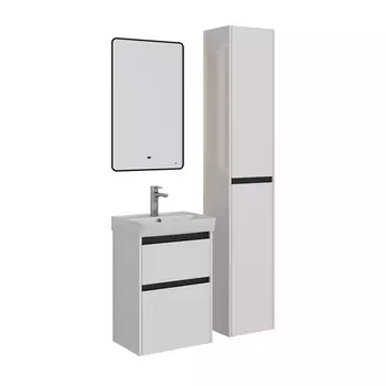 Мебель для ванной Lemark Combi 50 универсальная, белый глянец, черная планка