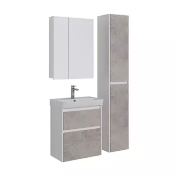 Мебель для ванной Lemark Combi 60 универсальная, бетон, белый глянец