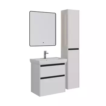 Мебель для ванной Lemark Combi 70 универсальная, белый глянец, черная планка