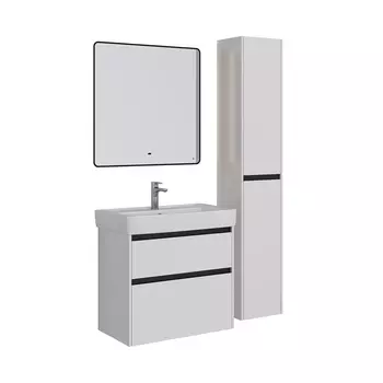Мебель для ванной Lemark Combi 80 универсальная, белый глянец, черная планка
