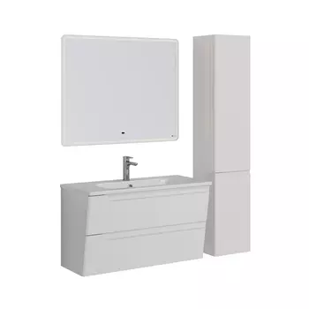 Мебель для ванной Lemark Miano 100 подвесная, белый глянец (раковина Эйфория 100)