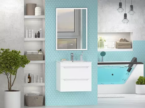 Мебель для ванной Misty Бриз 60 подвесная, 2 ящика, белый