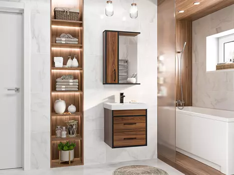 Мебель для ванной Misty Кедр 50 подвесная, орех/черный