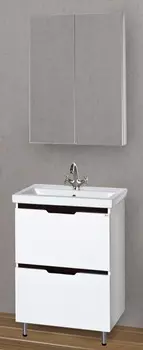 Мебель для ванной Misty Лайм 60 напольная, 2 ящика, белый/венге