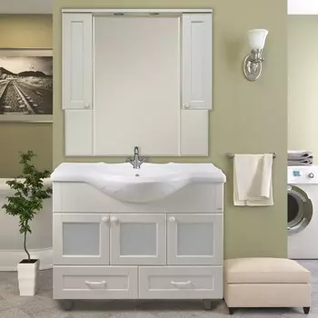 Мебель для ванной Misty Латте 105 2 ящика, бежевая эмаль