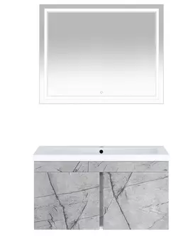 Мебель для ванной Misty Торос 100 подвесная серый мрамор