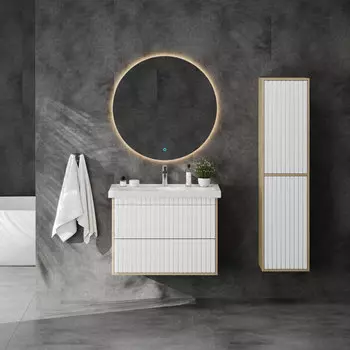 Мебель для ванной Onika Дайлер 80 подвесная, белый матовый/дуб сонома