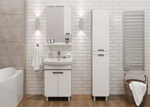 Мебель для ванной Onika Харпер 50.10 белый глянцевый/ мешковина