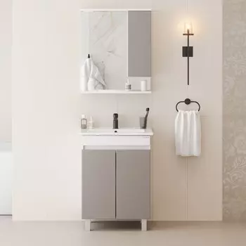 Мебель для ванной Onika Марви 60 напольная, белый/мокко (раковина Элина 60)