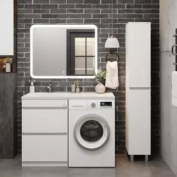 Мебель для ванной Onika Милтон 110 напольная, под стиральную машину, белый