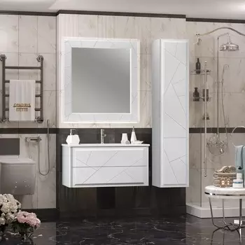 Мебель для ванной Opadiris Луиджи 100 подвесная, белая матовая (раковина Эйфория 100)