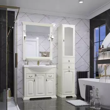 Мебель для ванной Opadiris Риспекто 85 слоновая кость (раковина Сенеж)